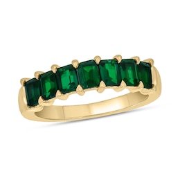 Emerald-Cut Lab-Created Emerald Tiered Seven Stone Band in 10K Gold