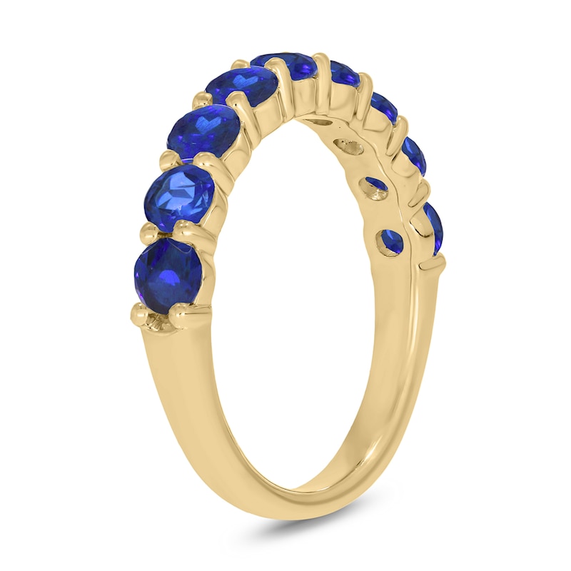 3.5mm Blue Lab-Created Sapphire Nine Stone Band in 10K Gold