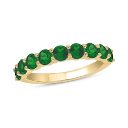 3.5mm Lab-Created Emerald Nine Stone Band in 10K Gold