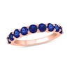 Thumbnail Image 1 of 3.5mm Blue Lab-Created Sapphire Nine Stone Band in 10K Rose Gold