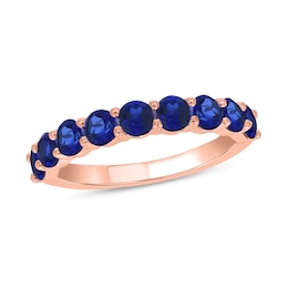 3.5mm Blue Lab-Created Sapphire Nine Stone Band in 10K Rose Gold