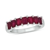 Thumbnail Image 1 of Emerald-Cut Lab-Created Ruby Tiered Seven Stone Band in 10K White Gold