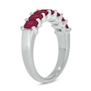 Thumbnail Image 2 of Emerald-Cut Lab-Created Ruby Tiered Seven Stone Band in 10K White Gold