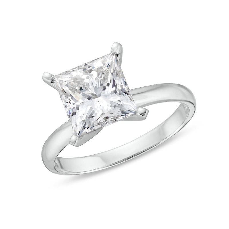 Main Image 1 of 3 CT. Princess-Cut Certified Lab-Created Diamond Solitaire Engagement Ring in 14K White Gold (I/SI2)