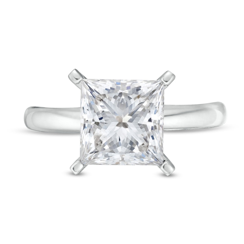 Main Image 3 of 3 CT. Princess-Cut Certified Lab-Created Diamond Solitaire Engagement Ring in 14K White Gold (I/SI2)