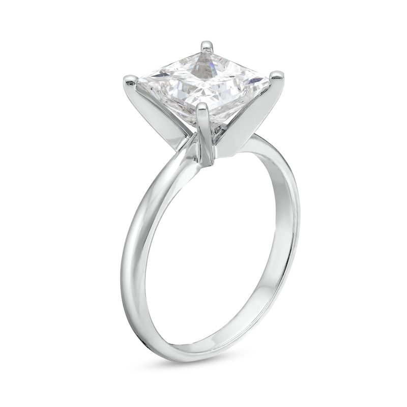 Main Image 4 of 3 CT. Princess-Cut Certified Lab-Created Diamond Solitaire Engagement Ring in 14K White Gold (I/SI2)