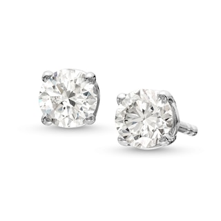 Men's 1 CT. T.W. Certified Cushion-Shaped Lab-Created Multi-Diamond Stud  Earrings in 14K White Gold (F/SI2)