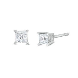 1/3 CT. T.W. Princess-Cut Certified Lab-Created Diamond Solitaire Stud Earrings in 10K White Gold (I/SI2)