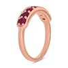 Thumbnail Image 2 of 3.0mm Lab-Created Ruby Seven Stone Sideways Bar Band in 10K Rose Gold