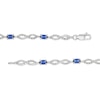 Thumbnail Image 2 of Oval Blue Lab-Created Sapphire and Diamond Accent Infinity Braid Line Bracelet in Sterling Silver - 7.25"