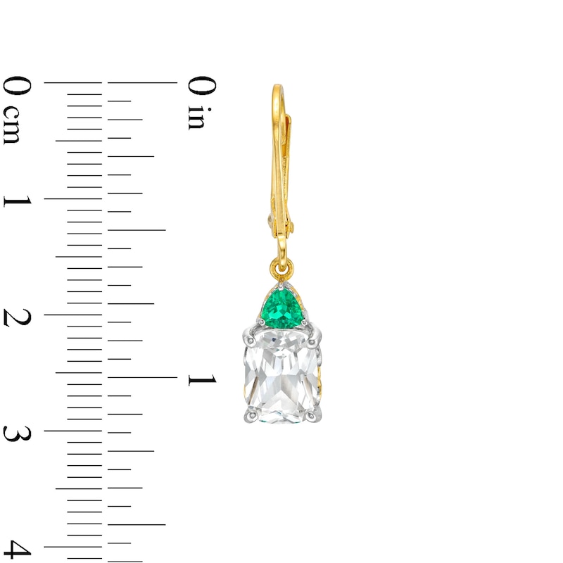 Main Image 5 of White Lab-Created Sapphire and Lab-Created Emerald Pendant and Drop Earrings Set in Sterling Silver with 18K Gold Plate