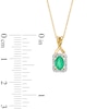 Thumbnail Image 3 of Oval Emerald and 1/15 CT. T.W. Diamond Rectangle Frame Pendant in 10K Gold