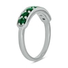 Thumbnail Image 1 of Lab-Created Emerald Sideways Bar Seven Stone Band in Sterling Silver