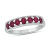 Thumbnail Image 0 of Lab-Created Ruby Sideways Bar Seven Stone Band in Sterling Silver
