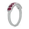 Thumbnail Image 1 of Lab-Created Ruby Sideways Bar Seven Stone Band in Sterling Silver