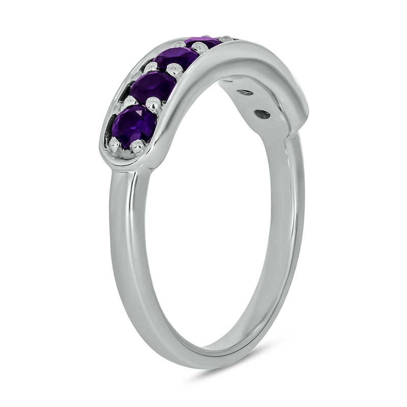 Main Image 2 of Amethyst Sideways Bar Seven Stone Band in Sterling Silver