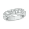 Thumbnail Image 1 of Heart-Shaped White Lab-Created Sapphire Hearts Band in Sterling Silver