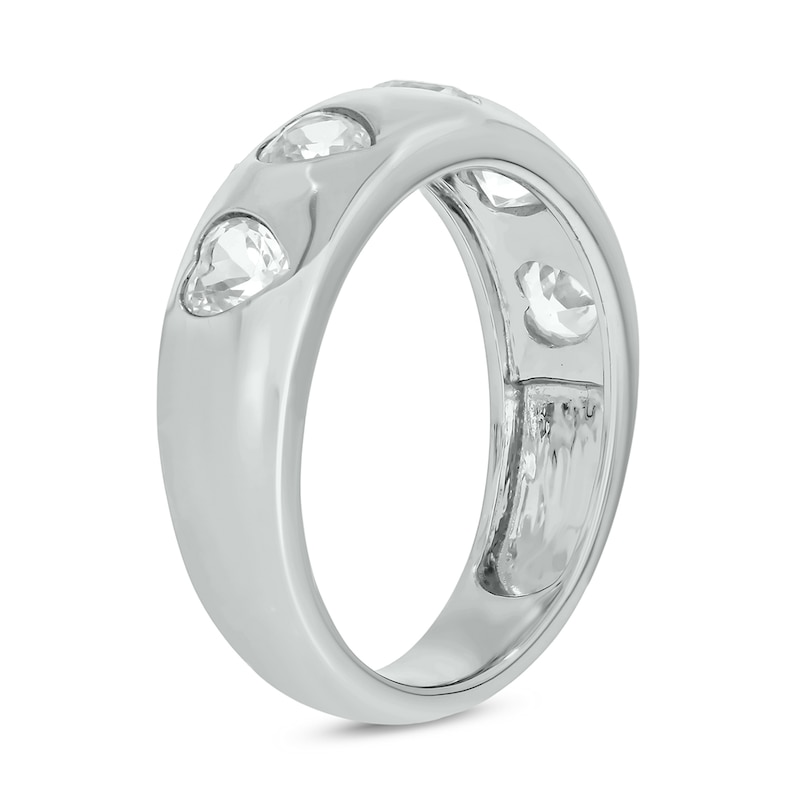 Main Image 2 of Heart-Shaped White Lab-Created Sapphire Hearts Band in Sterling Silver