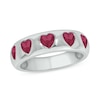 Thumbnail Image 1 of Heart-Shaped Lab-Created Ruby Hearts Band in Sterling Silver