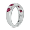 Thumbnail Image 2 of Heart-Shaped Lab-Created Ruby Hearts Band in Sterling Silver