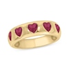 Thumbnail Image 1 of Heart-Shaped Lab-Created Ruby Hearts Band in Sterling Silver with 14K Gold