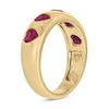 Thumbnail Image 2 of Heart-Shaped Lab-Created Ruby Hearts Band in Sterling Silver with 14K Gold