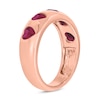 Thumbnail Image 2 of Heart-Shaped Lab-Created Ruby Hearts Band in Sterling Silver with 14K Rose Gold