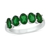 Thumbnail Image 0 of Oval Lab-Created Emerald Five Stone Band in Sterling Silver