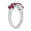 Thumbnail Image 1 of Oval Lab-Created Ruby Five Stone Band in Sterling Silver