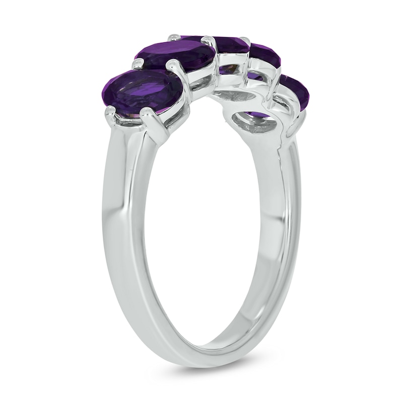 Main Image 2 of Oval Amethyst Five Stone Band in Sterling Silver