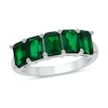 Thumbnail Image 1 of Emerald-Cut Lab-Created Emerald Five Stone Band in Sterling Silver