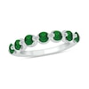 Thumbnail Image 1 of Round Lab-Created Emerald Oval Seven Stone Band in Sterling Silver