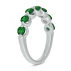 Thumbnail Image 2 of Round Lab-Created Emerald Oval Seven Stone Band in Sterling Silver