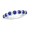 Thumbnail Image 1 of Round Blue Lab-Created Sapphire Oval Seven Stone Band in Sterling Silver