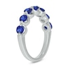 Thumbnail Image 2 of Round Blue Lab-Created Sapphire Oval Seven Stone Band in Sterling Silver