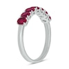 Thumbnail Image 2 of Oval Lab-Created Ruby Seven Stone Band in Sterling Silver