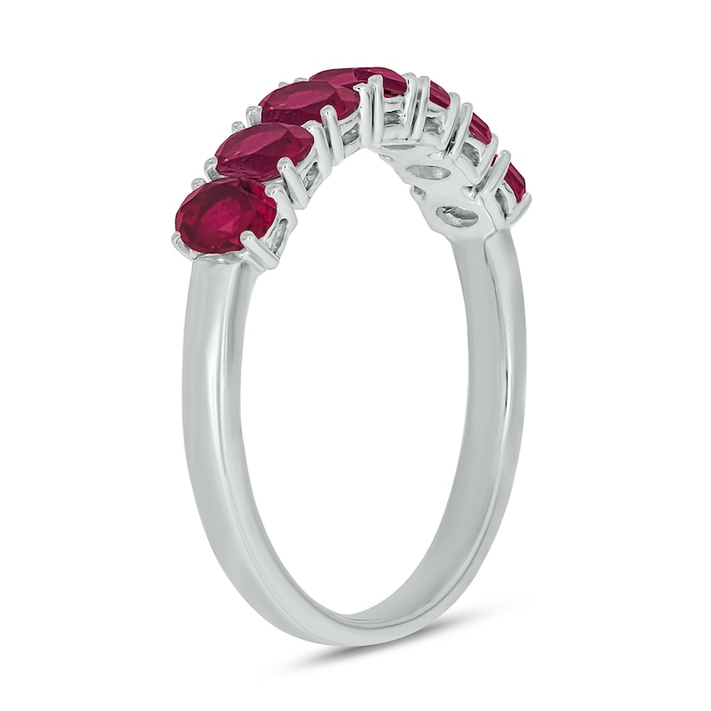 Main Image 2 of Oval Lab-Created Ruby Seven Stone Band in Sterling Silver