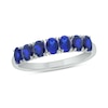 Thumbnail Image 1 of Oval Blue Lab-Created Sapphire Seven Stone Band in Sterling Silver