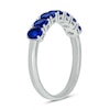 Thumbnail Image 2 of Oval Blue Lab-Created Sapphire Seven Stone Band in Sterling Silver