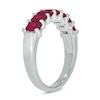 Thumbnail Image 2 of Emerald-Cut Lab-Created Ruby Seven Stone Band in Sterling Silver