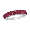 Thumbnail Image 1 of Emerald-Cut Lab-Created Ruby Nine Stone Band in Sterling Silver