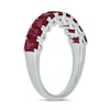 Thumbnail Image 2 of Emerald-Cut Lab-Created Ruby Nine Stone Band in Sterling Silver