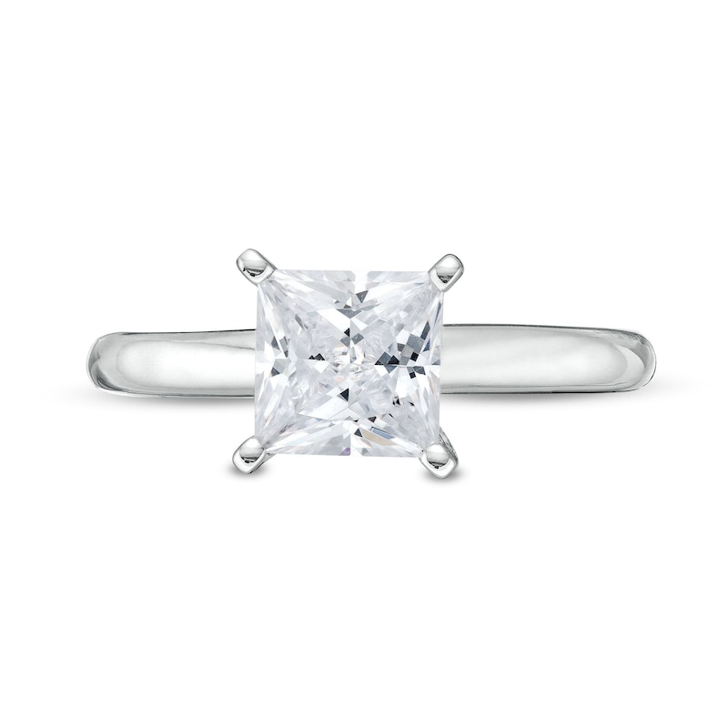 Main Image 3 of 1-1/2 CT. Princess-Cut Certified Lab-Created Diamond Solitaire Engagement Ring in 14K White Gold (I/SI2)