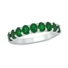 Thumbnail Image 1 of Oval Lab-Created Emerald Nine Stone Band in Sterling Silver