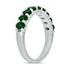 Thumbnail Image 2 of Oval Lab-Created Emerald Nine Stone Band in Sterling Silver