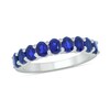 Thumbnail Image 1 of Oval Blue Lab-Created Sapphire Nine Stone Band in Sterling Silver