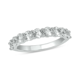 3.5mm White Lab-Created Sapphire Nine Stone Band in Sterling Silver