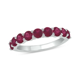 3.5mm Lab-Created Ruby Nine Stone Band in Sterling Silver