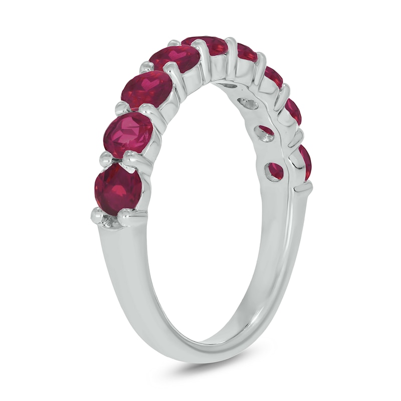 Main Image 2 of 3.5mm Lab-Created Ruby Nine Stone Band in Sterling Silver