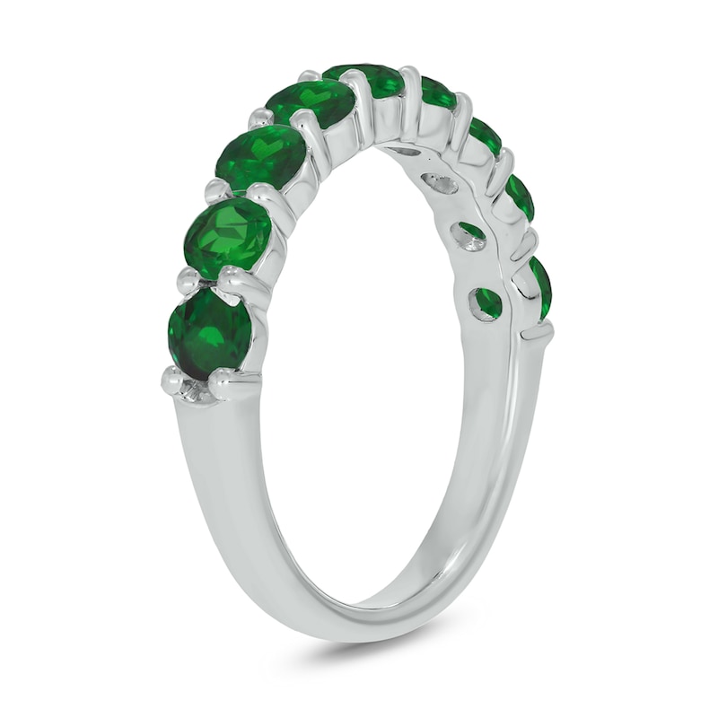 Main Image 2 of 3.5mm Lab-Created Emerald Nine Stone Band in Sterling Silver